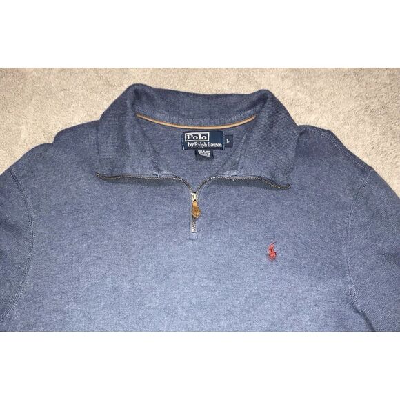 Polo Ralph Lauren 1/4 Zip Pullover‎ Mens Large Blue Golf LS Sweatshirt - Picture 3 of 11